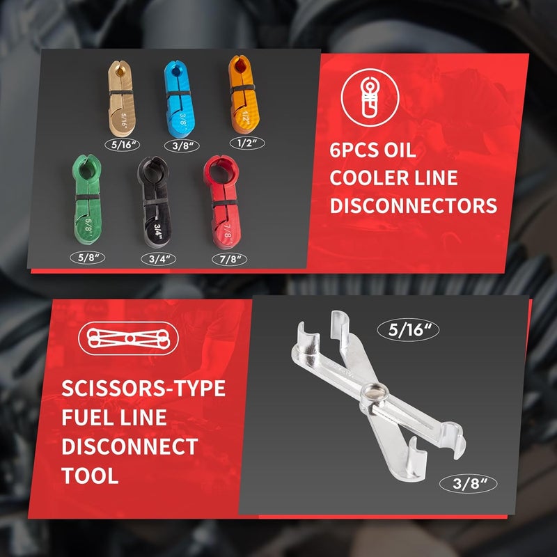 XOOL 26PCS Fuel Line Disconnect Tool Set, Master Quick Disconnect Kit with AC & Fuel Line Pliers, Spring Lock Tools, for Ford GM Chevy Automotive AC Transmission Systems - Image 4